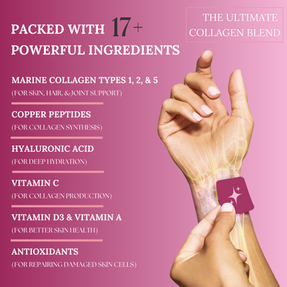 Collagen Patches For Adults, Marine Collagen Types 1,2 & 5 For Skin Glow, Joint Support, & Healthy Hair (30 Patches)