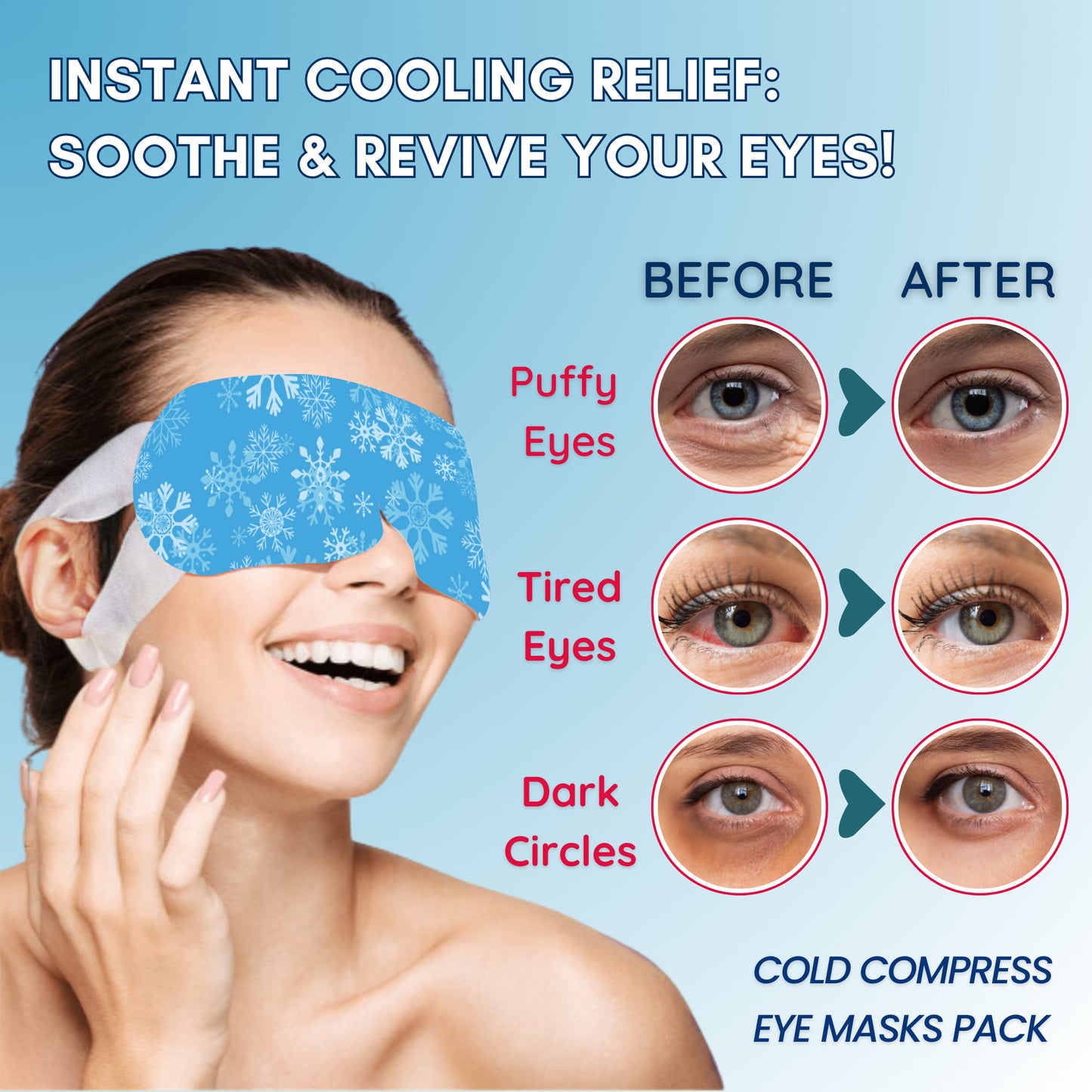 Self-Cooling Eye Mask, Cold Compress Gel Mask For Puffy & Tired Eyes, Pack of 5 (Menthol Freshness)