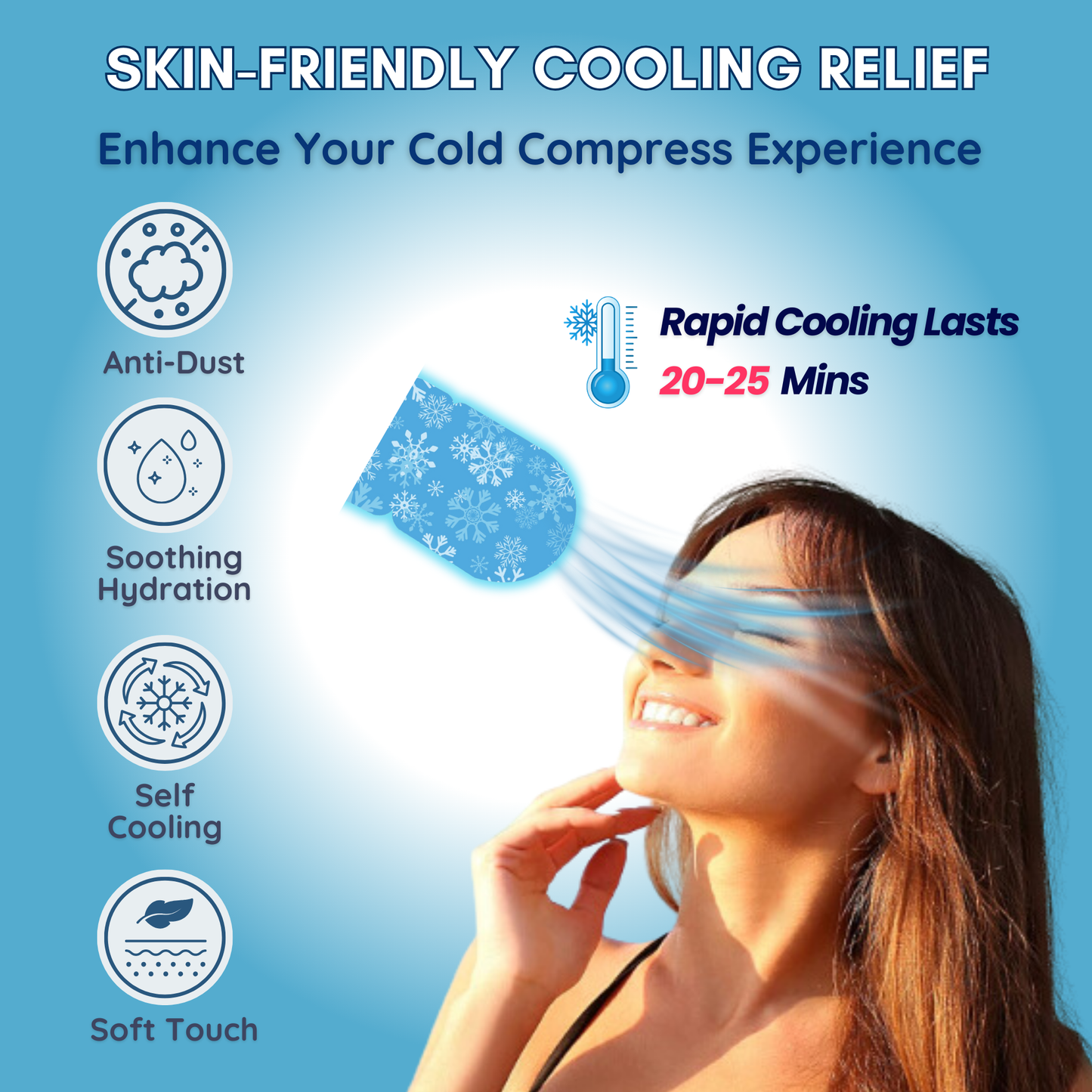 Self-Cooling Eye Mask, Cold Compress Gel Mask For Puffy & Tired Eyes, Pack of 5 (Menthol Freshness)