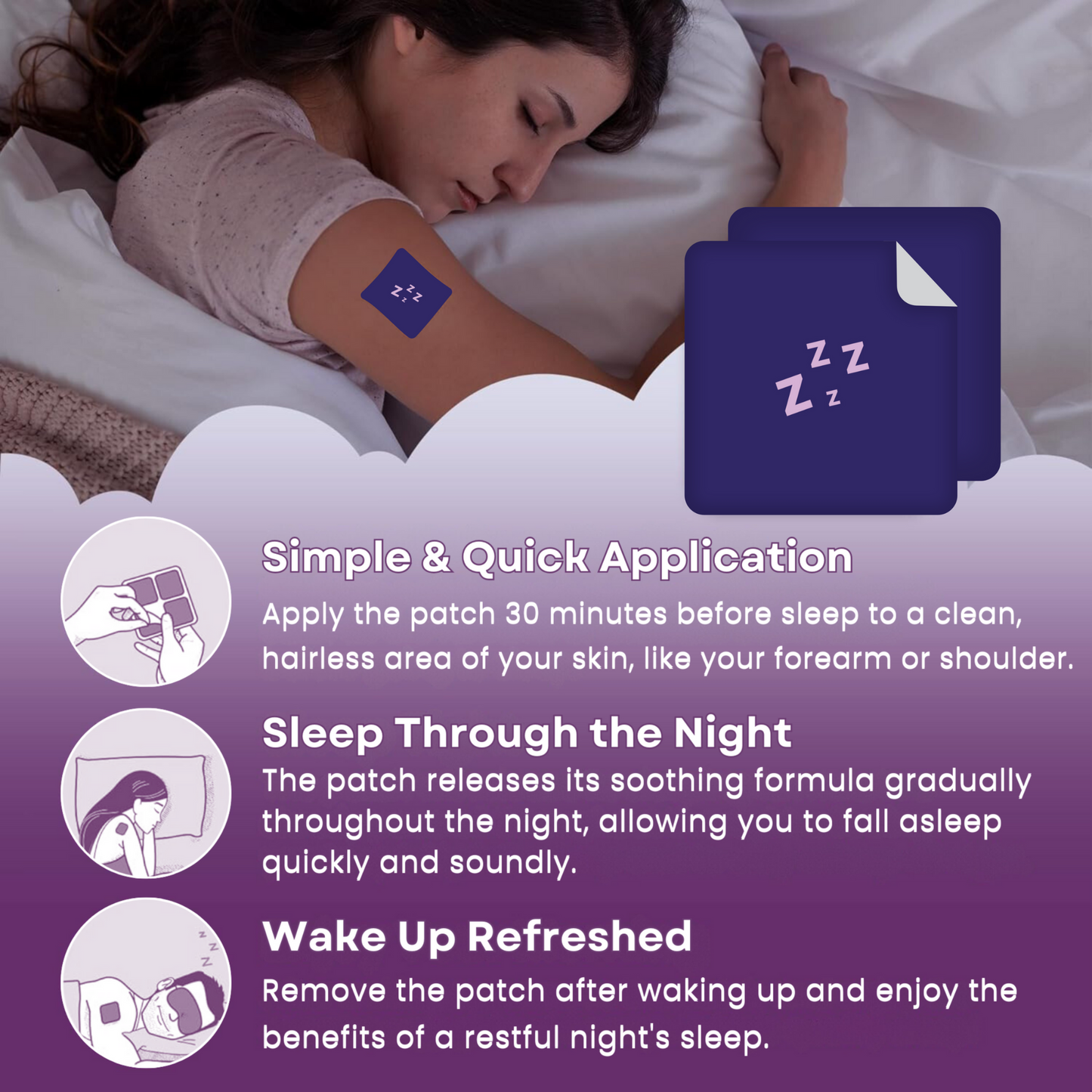 Sleep Patches For Adults, Plant-Based Melatonin 5mg For Deep Sleep & Stress Relief, 8-Hour Sleep Aid (30 Patches)